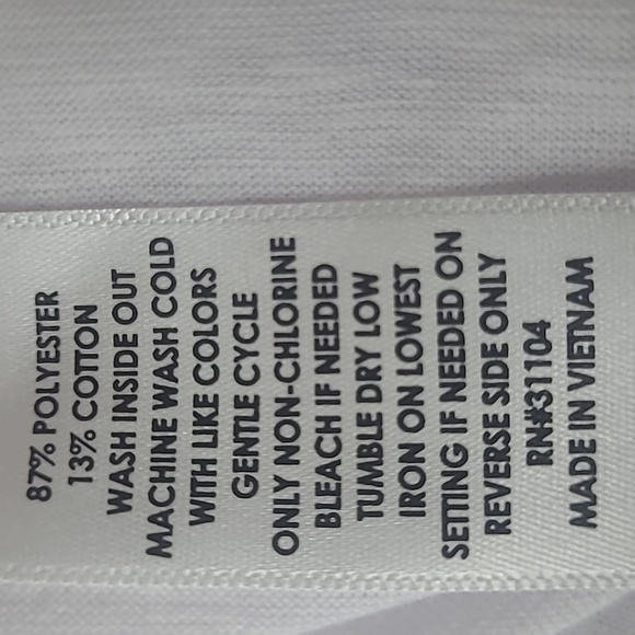 White T-shirt top short sleeve graphic Print Hip Length Boho Oversize New Scoop - Picture 4 of 5